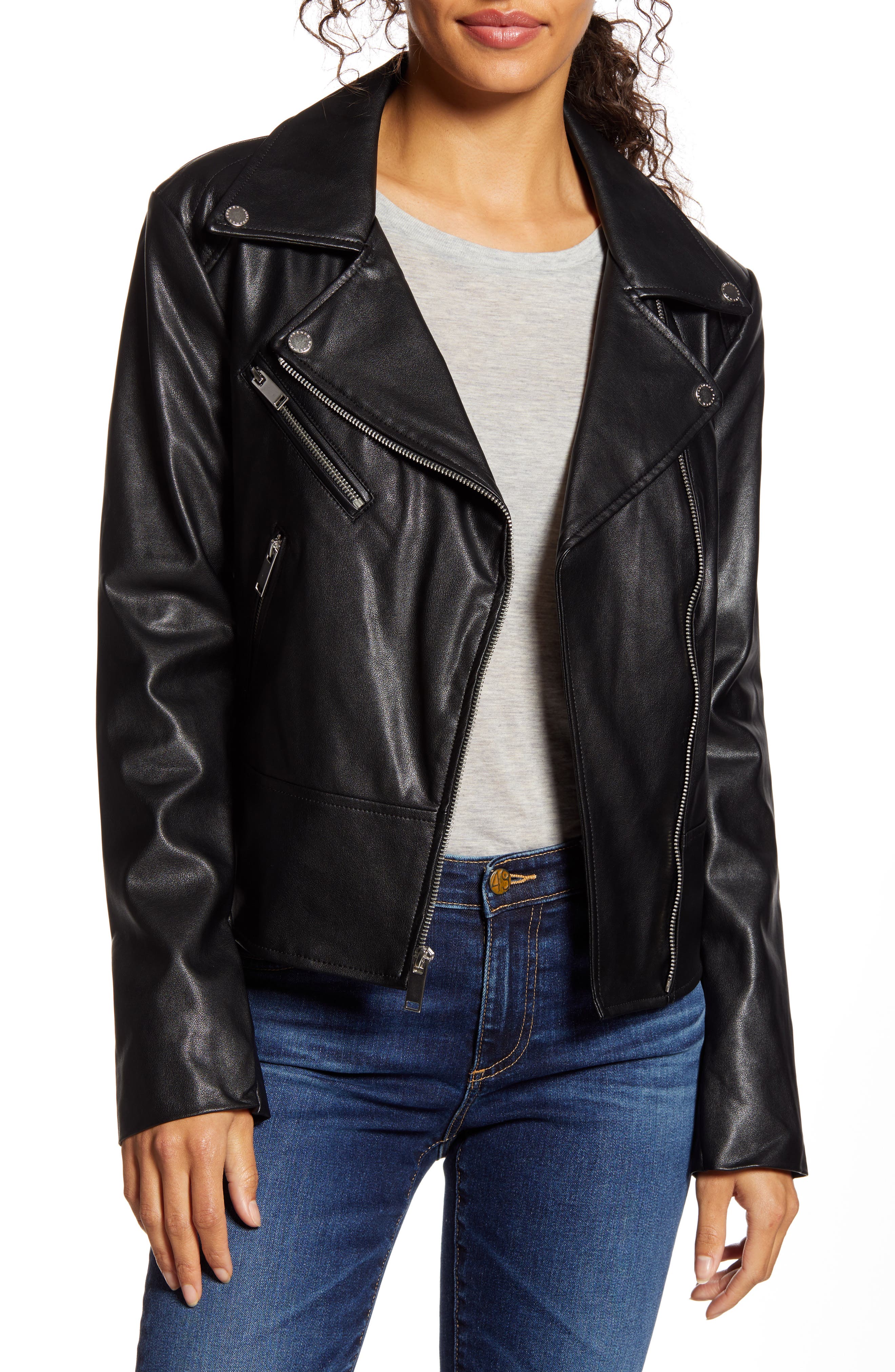 french connection leather moto jacket