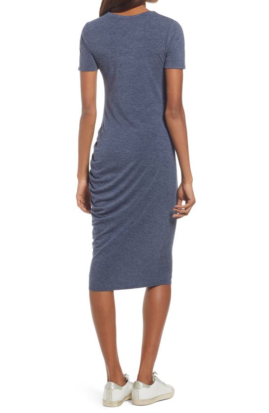 Treasure & Bond Side Ruched Bodycon Dress In Navy Iris Heather ModeSens
