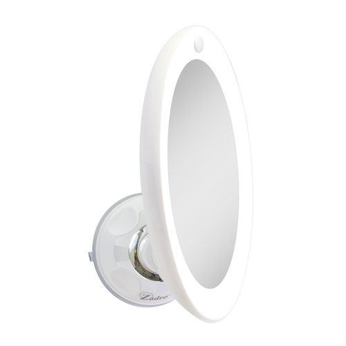 Zadro Lighted Wall Mounted Makeup Mirror With Magnification & Suction Cup In White