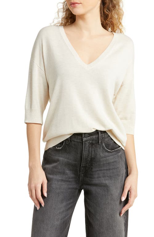 Treasure & Bond V-Neck Sweater in Beige Oatmeal Medium Heather at Nordstrom, Size X-Large