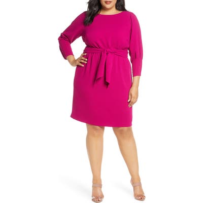 Plus Size Vince Camuto Tie Waist Crepe Dress, Pink