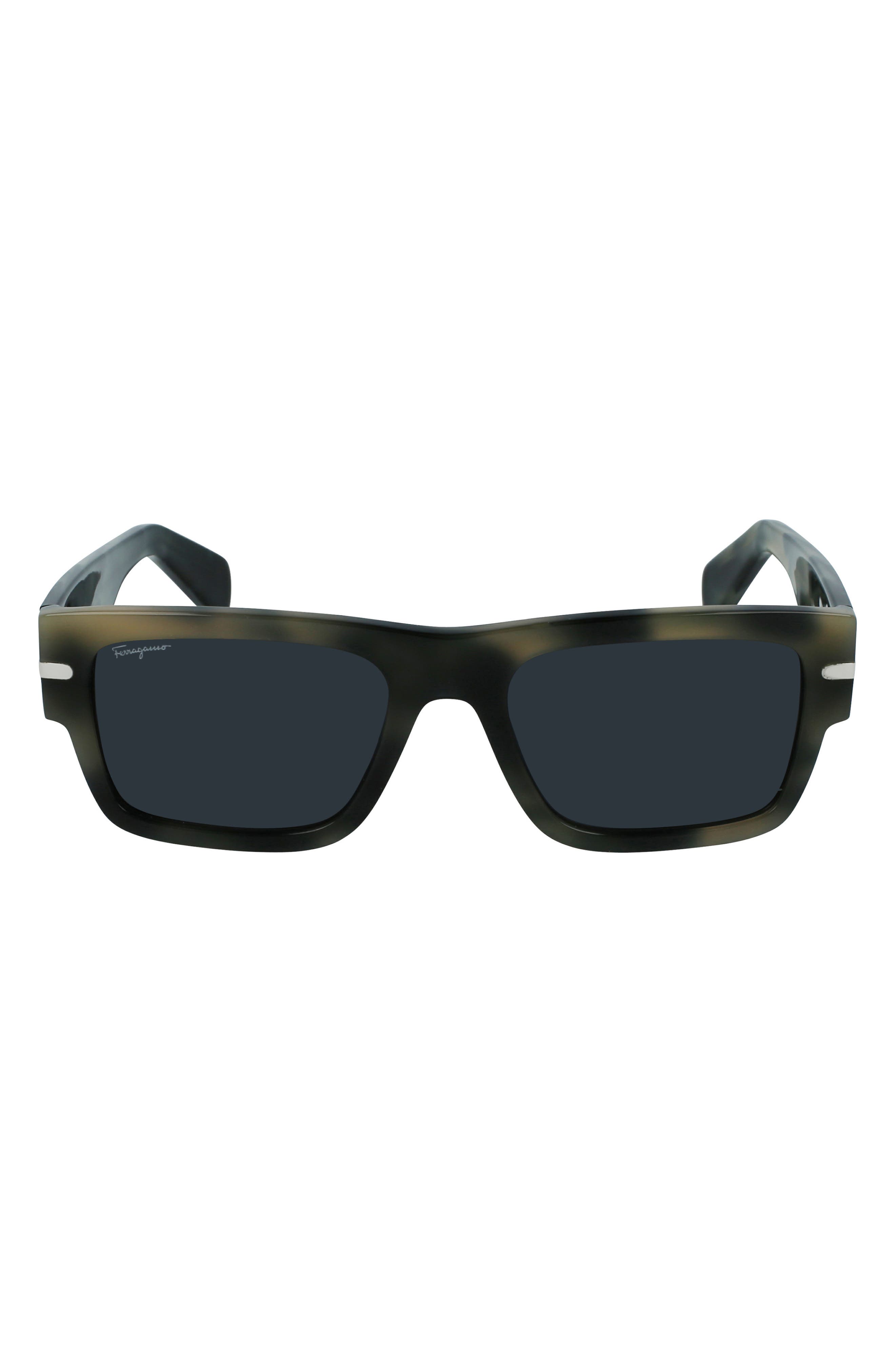 Salvatore Ferragamo Classic Logo 54mm Rectangular Sunglasses in Grey Havana at Nordstrom