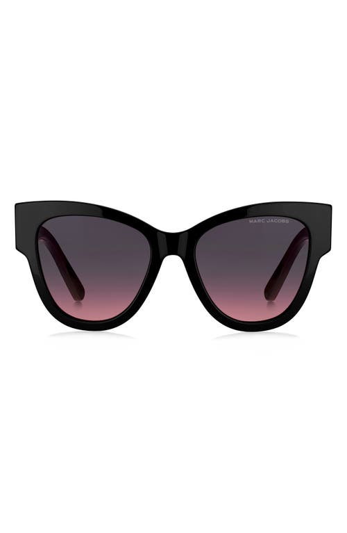 53mm Cat Eye Sunglasses in Black/Grey Shaded Pink