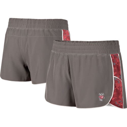 Women's Colosseum Gray/Red Wisconsin Badgers Pamela Lined Shorts