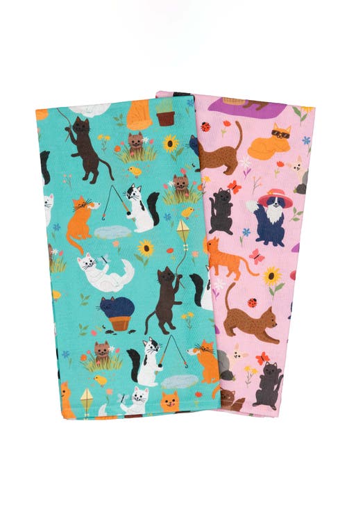 Cattington Cat Kitchen Towels In Whiskers & Blooms