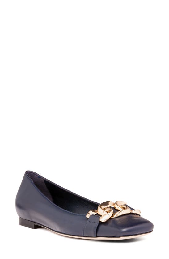 Shop Beautiisoles Giuly Chain Flat In Navy