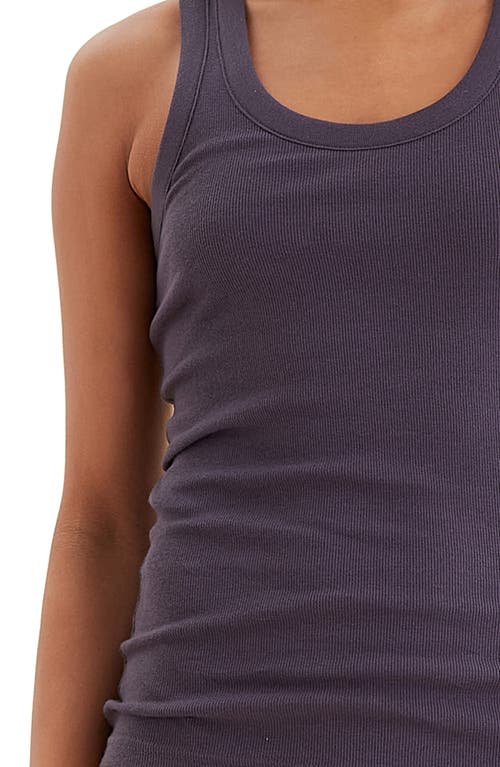 Shop Papinelle Milla Shelf Bra Cotton Rib Tank In Charcoal