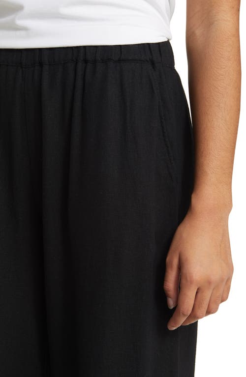 Caslon ® Wide Leg Pull-on Linen Blend Pants In Black