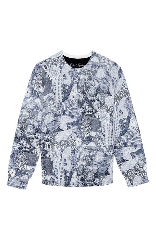 Shop Robert Graham Valtos Mosaic Paisley Cotton & Linen Sweater In Blue