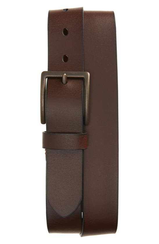 Shop Johnston & Murphy Rivet Leather Belt In Dark Brown