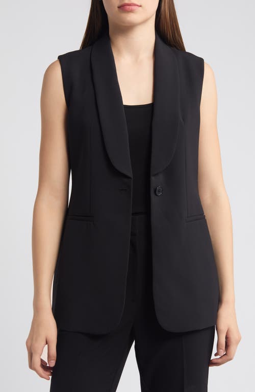 Shop Anne Klein Shawl Collar Belted Vest In Anne Black