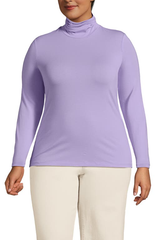 Shop Lands' End Plus Size Lightweight Jersey Skimming Long Sleeve Turtleneck In Lavender Cloud