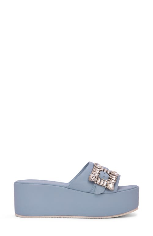 Shop Beautiisoles Dita Platform Slide Sandal In Sky Blue