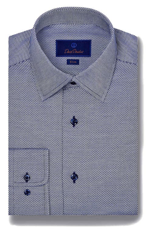 Shop David Donahue Slim Fit Microdobby Dress Shirt In Navy