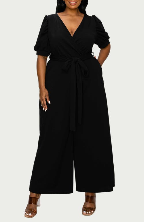 L I V D Iris Belted Wide Leg Jumpsuit In Black