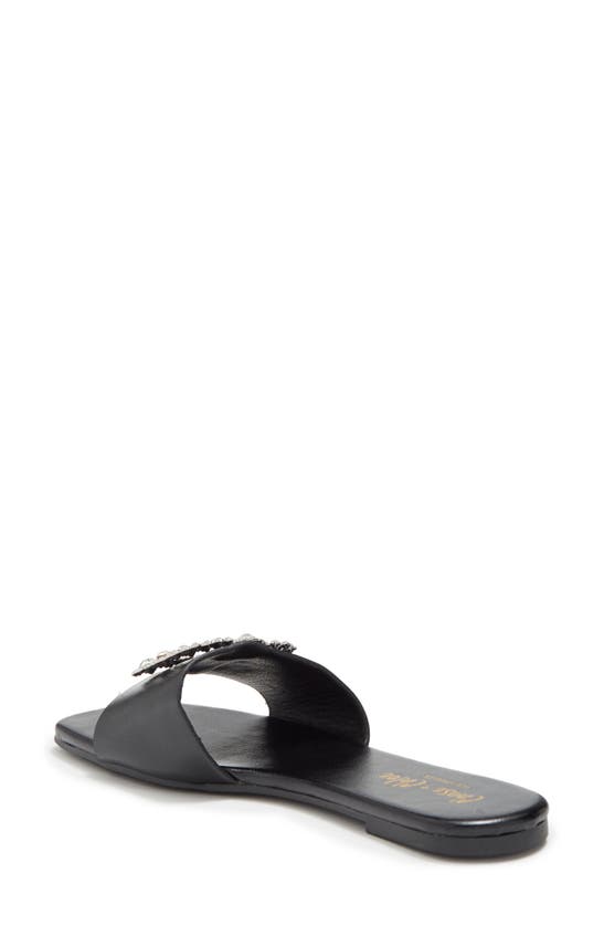 Chase & Chloe Eve Embellished Slide Sandal In Black Pu