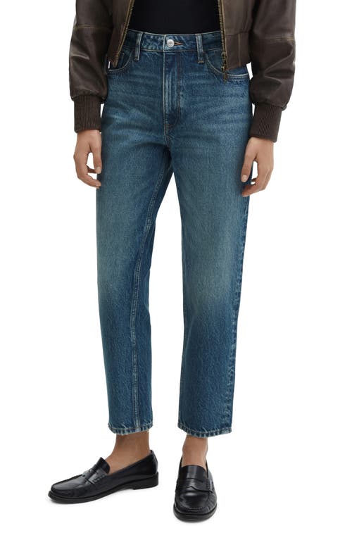 MANGO High Waist Ankle Mom Jeans Dark Blue at Nordstrom