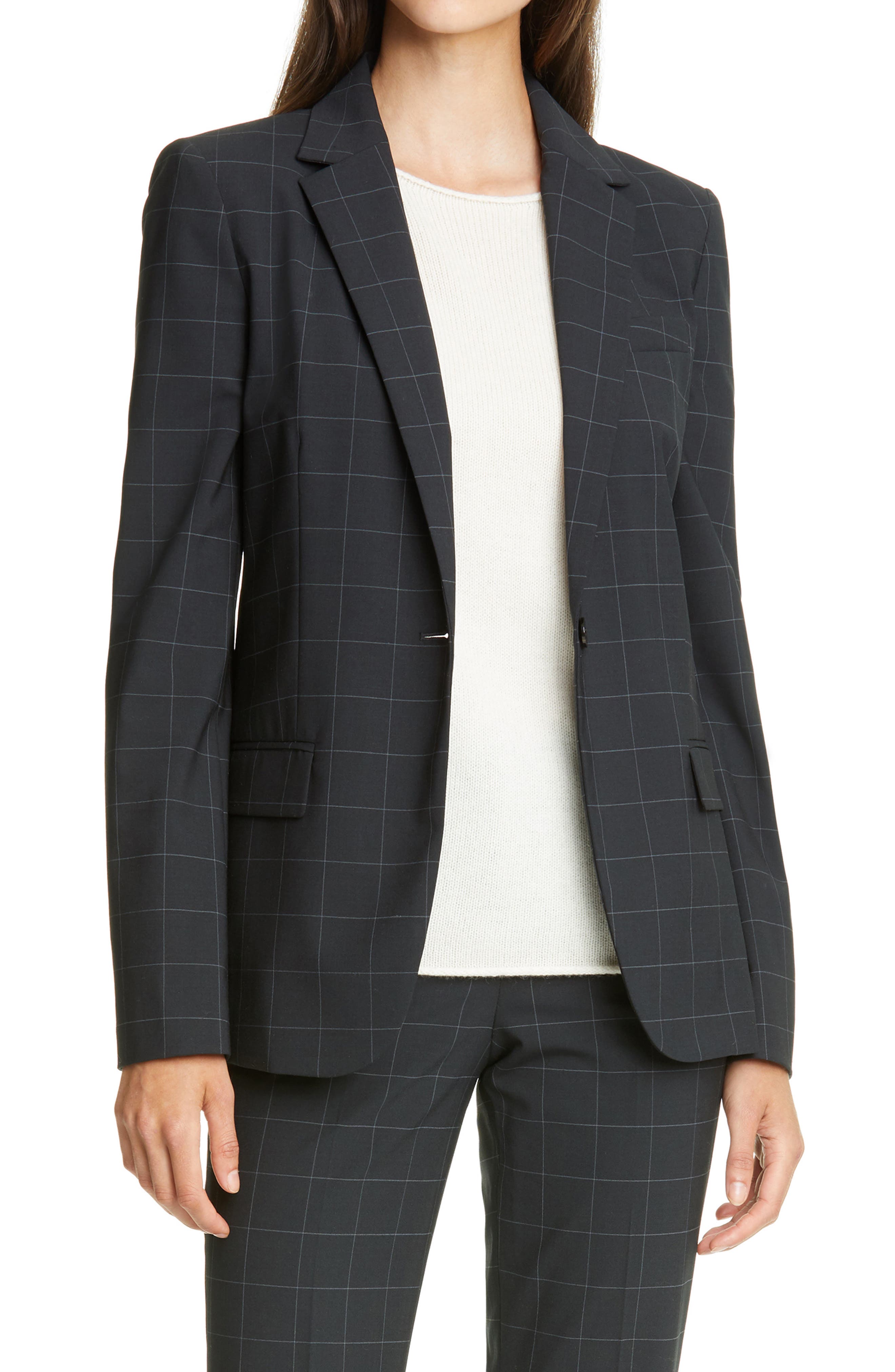 windowpane check blazer
