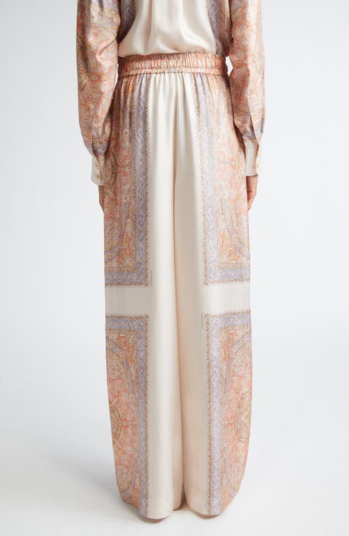 Shop Zimmermann Illustration Floral Paisley Wide Leg Silk Track Pants In Paisley Haze