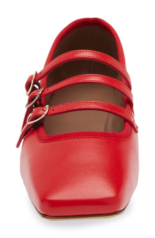 Shop Mansur Gavriel Square Toe Mary Jane Flat In Poppy