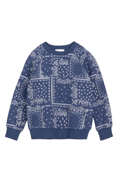 MILES BABY Kids' Paisley Print French Terry Sweatshirt in Blue Dusty 