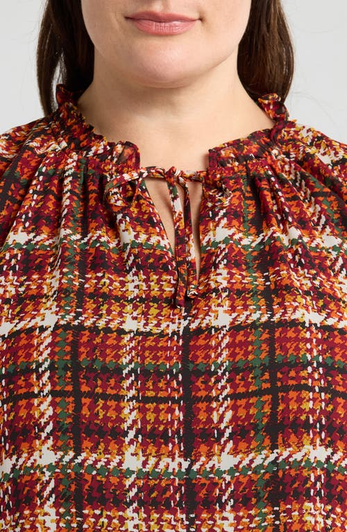 JONES NEW YORK JONES NEW YORK PLAID PEASANT TOP 