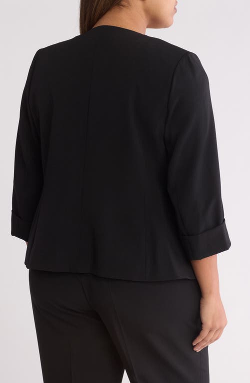 Kasper Rolled Cuff Three Quarter Sleeve Blazer In Black