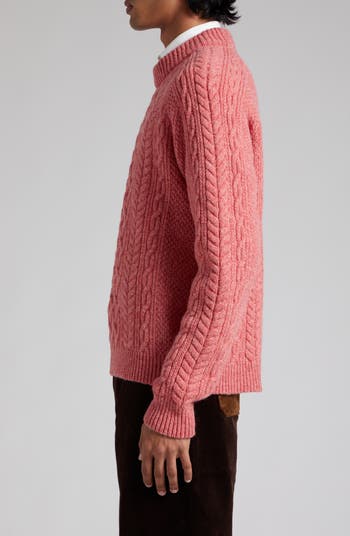 Cable Knit Wool Crewneck Sweater