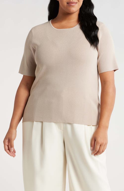 Shop Tahari Asl Short Sleeve Sweater In Sand