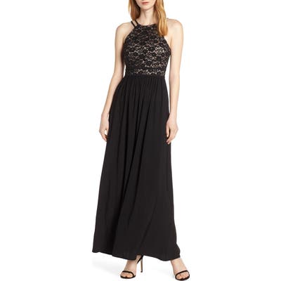 Morgan & Co. Lace Bodice Evening Gown, Black