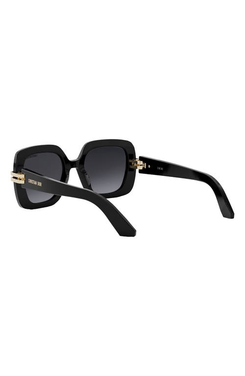 Shop Dior C S2i 52mm Gradient Square Sunglasses In Shiny Black/gradient Smoke