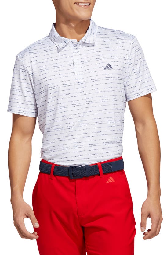 Adidas Golf Printed Stretch Recycled-jersey Polo Shirt In White