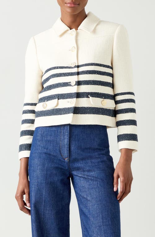 Shop Lk Bennett Bellmer Stripe Tweed Jacket In Cream Multi