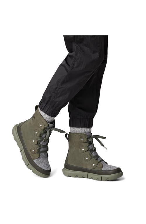 Shop Sorel Explorer Next Joan Waterproof Boot In Stone Green/alpine Tundra