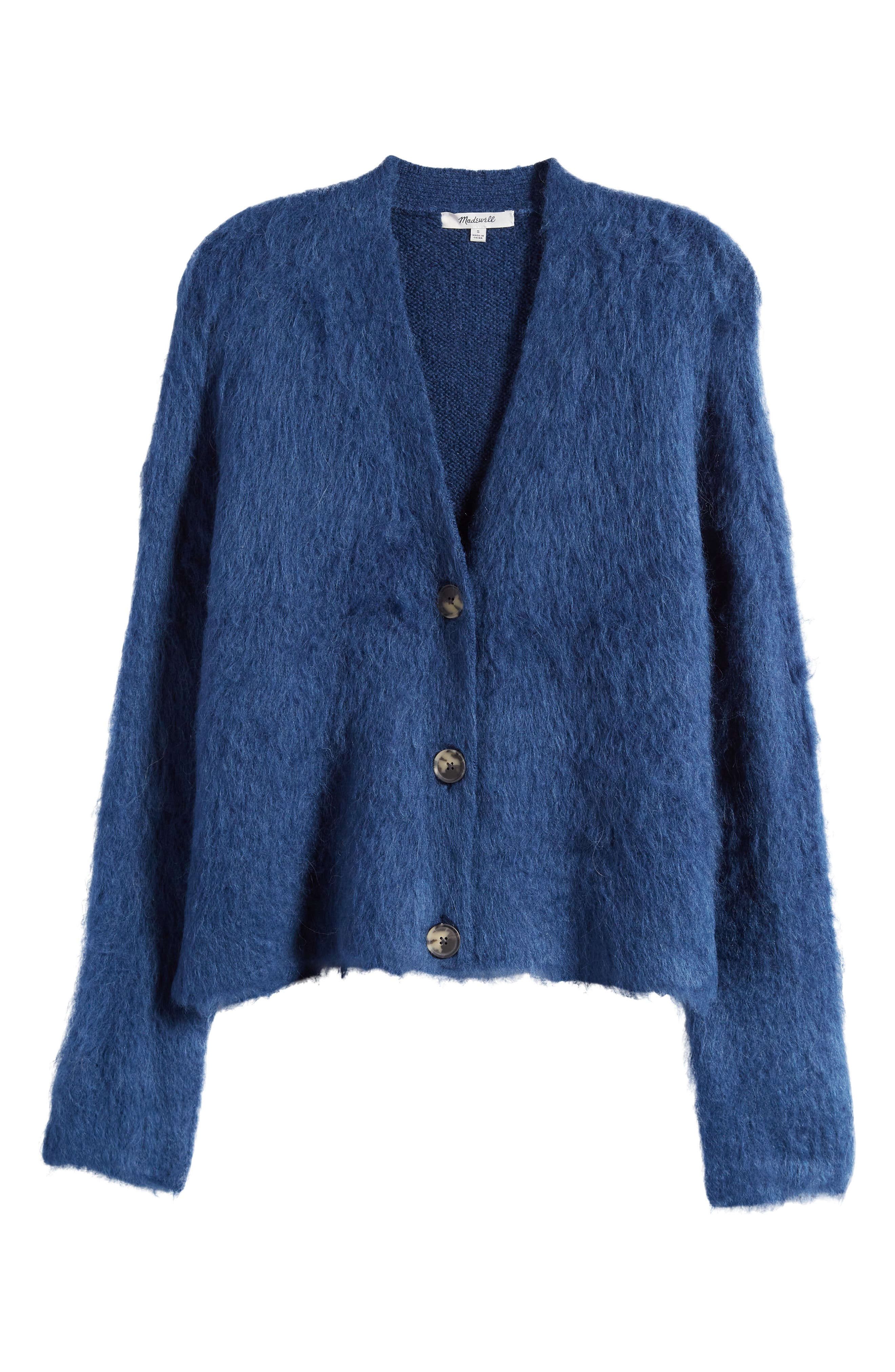 Madewell Brushed V-Neck Cardigan Sweater Heather Chartreuse