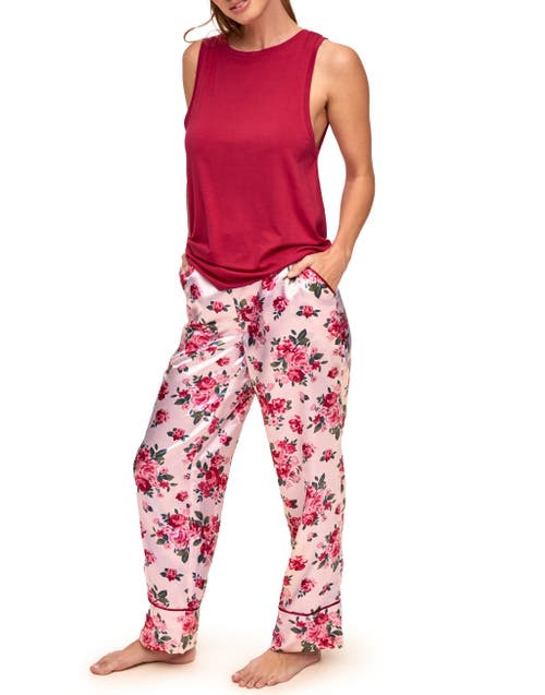 Shop Adore Me Alania Tank & Pants Pajama Set In Floral Pink