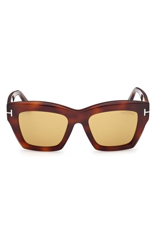 Shop Tom Ford Luna 52mm Butterfly Sunglasses In Shiny Classic Havana/brown