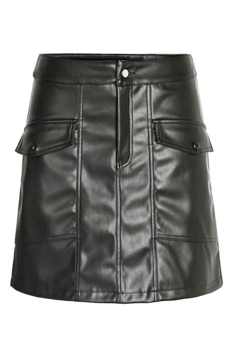 Ruched Faux Leather Miniskirt