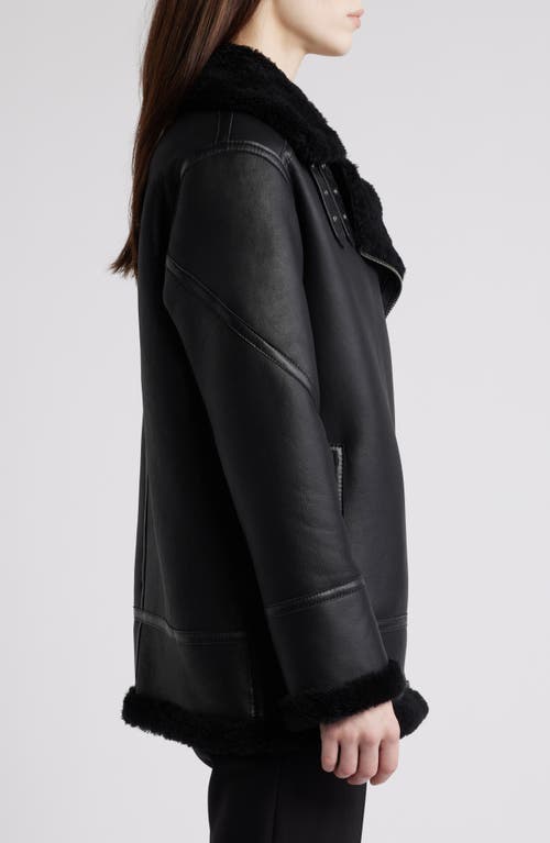 Shop Hiso Martina Genuine Shearling Coat With Removable Hood In Martina - Black