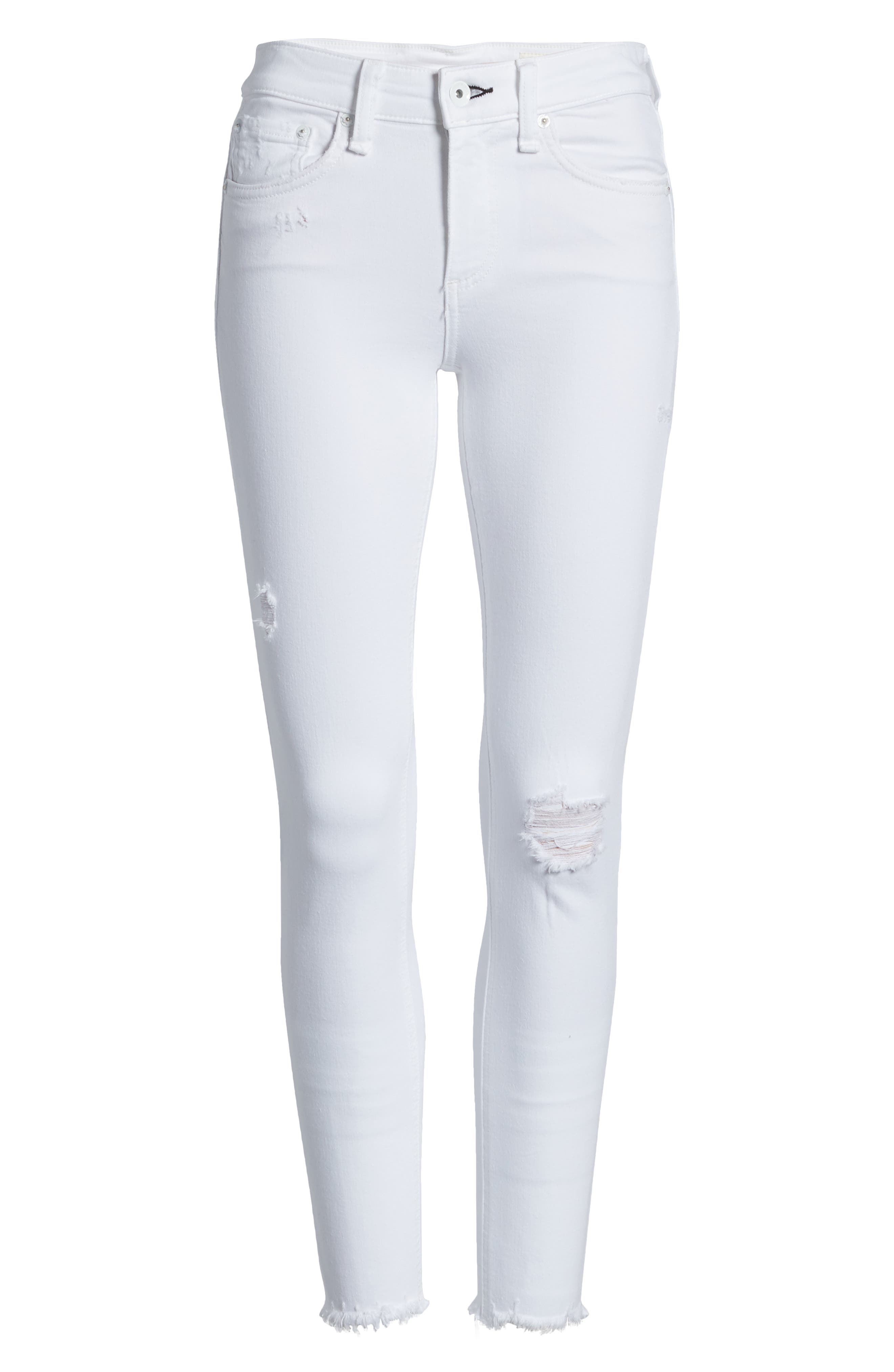 white distressed ankle jeans
