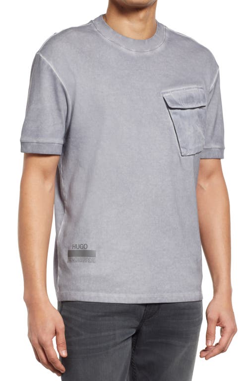 BOSS Men's Drokers Pocket Cotton T-Shirt in Silver