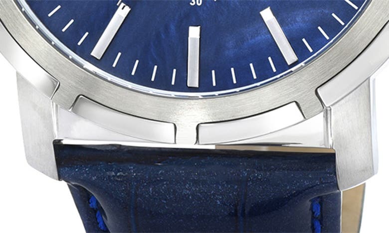 Porsamo Bleu Nyc Chronograph Croc Embossed Leather Strap Watch, 47mm In Blue
