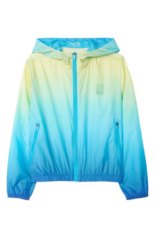 Psycho Bunny Kids' Ombré Water Repellent Zip-Up Hooded Jacket Atomic Blue at