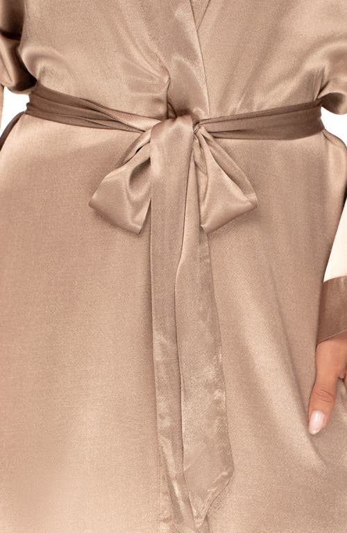 Shop Jluxlabel Forever & Always Satin Robe In Brown