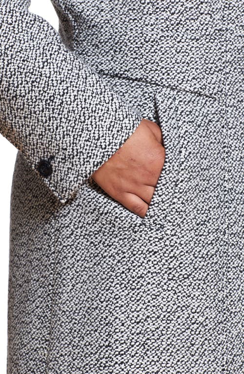 Gallery Notch Collar Tweed Coat In Black/white