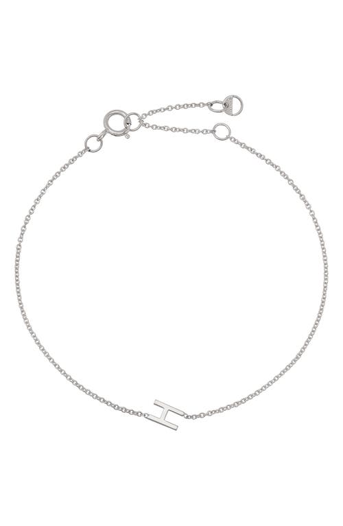 Initial Pendant Bracelet in 14K White Gold-H