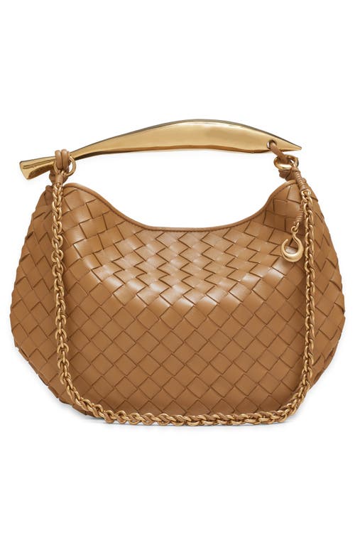 Shop Bottega Veneta Small Sardine Intrecciato Leather Top Handle Bag In 9893 Dark Praline-m Brass