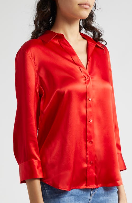 Shop L Agence L'agence Dani Silk Charmeuse Blouse In High Risk Red