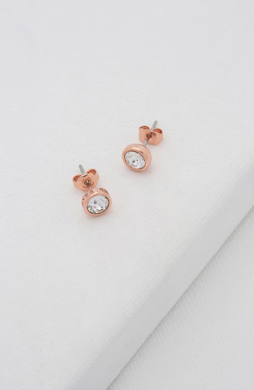 Shop Ted Baker London Sinaa Crystal Stud Earrings In Crystal/rose Gold