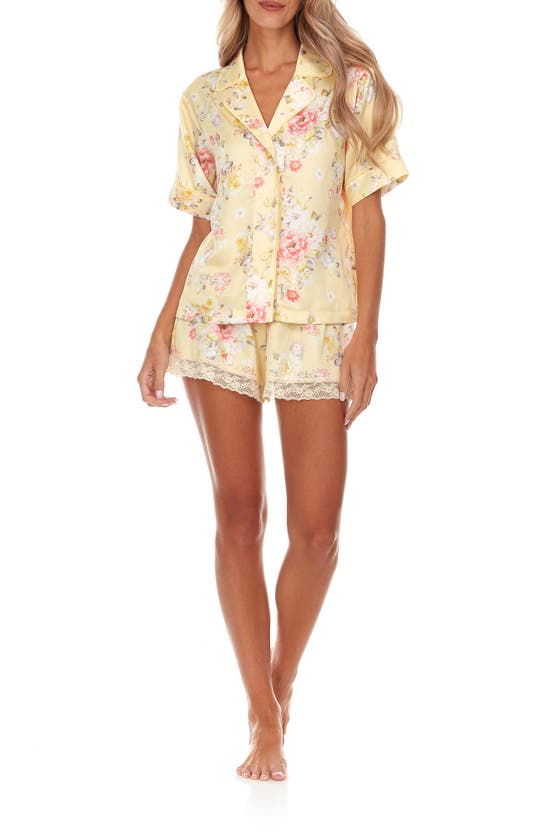 FLORA NIKROOZ FLORA NIKROOZ SELENA FLORAL SATIN SHORT PAJAMAS